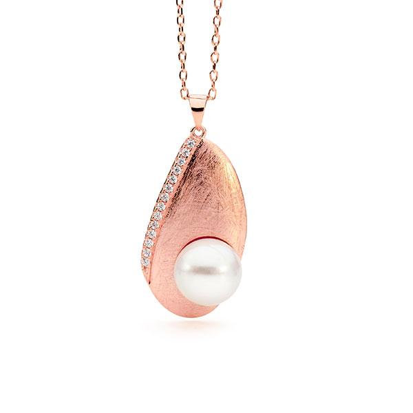 Rose Gold Plated Sterling Silver Freshwater Pearl Pendant IP67N-RGP