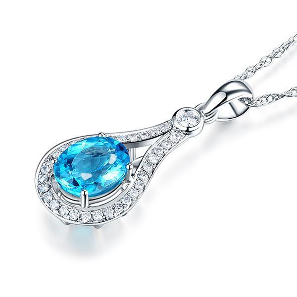 14K White Gold Swiss Blue Topaz Pendant MKN7005SB