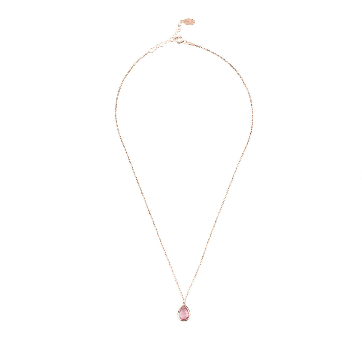 Pisa Mini Teardrop Necklace Rosegold Pink Tourmaline
