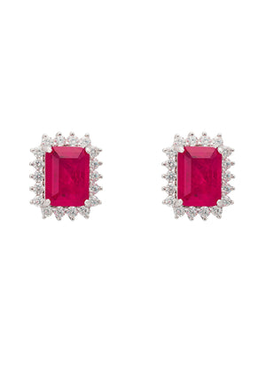 Elena Gemstone Stud Earrings Pink Tourmaline Silver