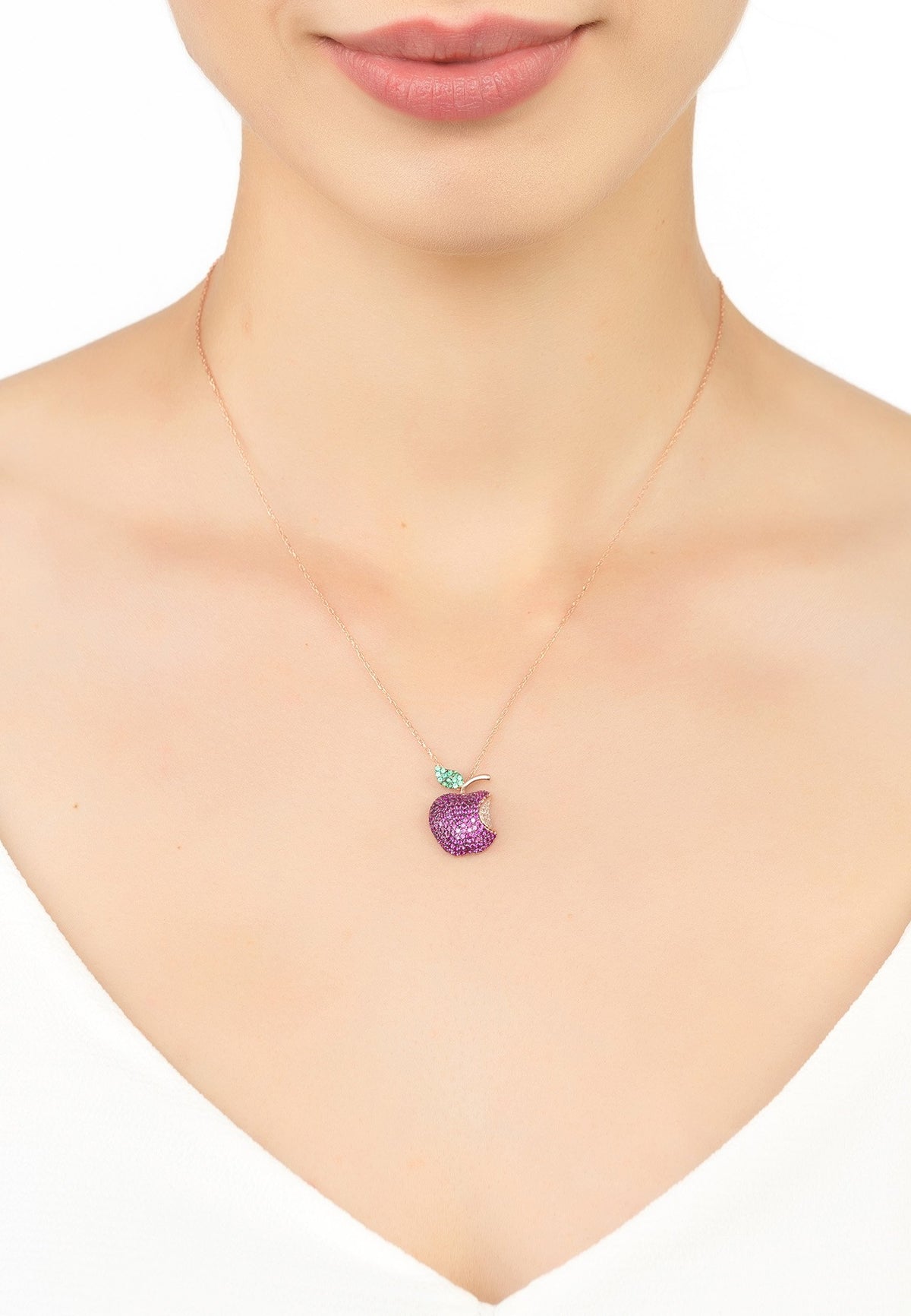 Apple Bite Necklace Rosegold