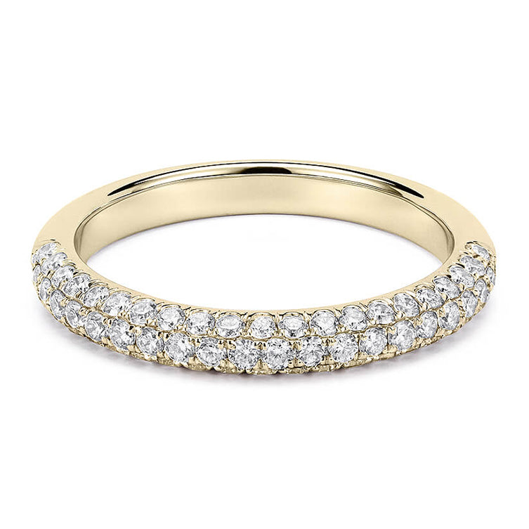 18CT White/Rose/Yellow Gold Pave Set Diamond Wedding Ring
