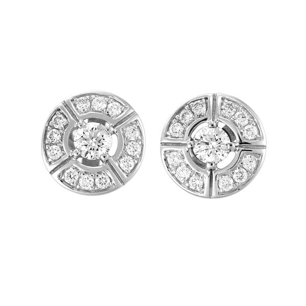 18ct WG Circle Design Round Diamond Claw Centre Earrings ECIRC40