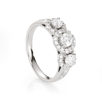18CT WHITE GOLD ONE CARAT DIAMOND TRILOGY RING CH8802