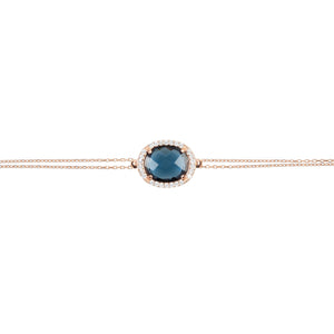 Beatrice Oval Gemstone Bracelet Rose Gold Sapphire Hydro