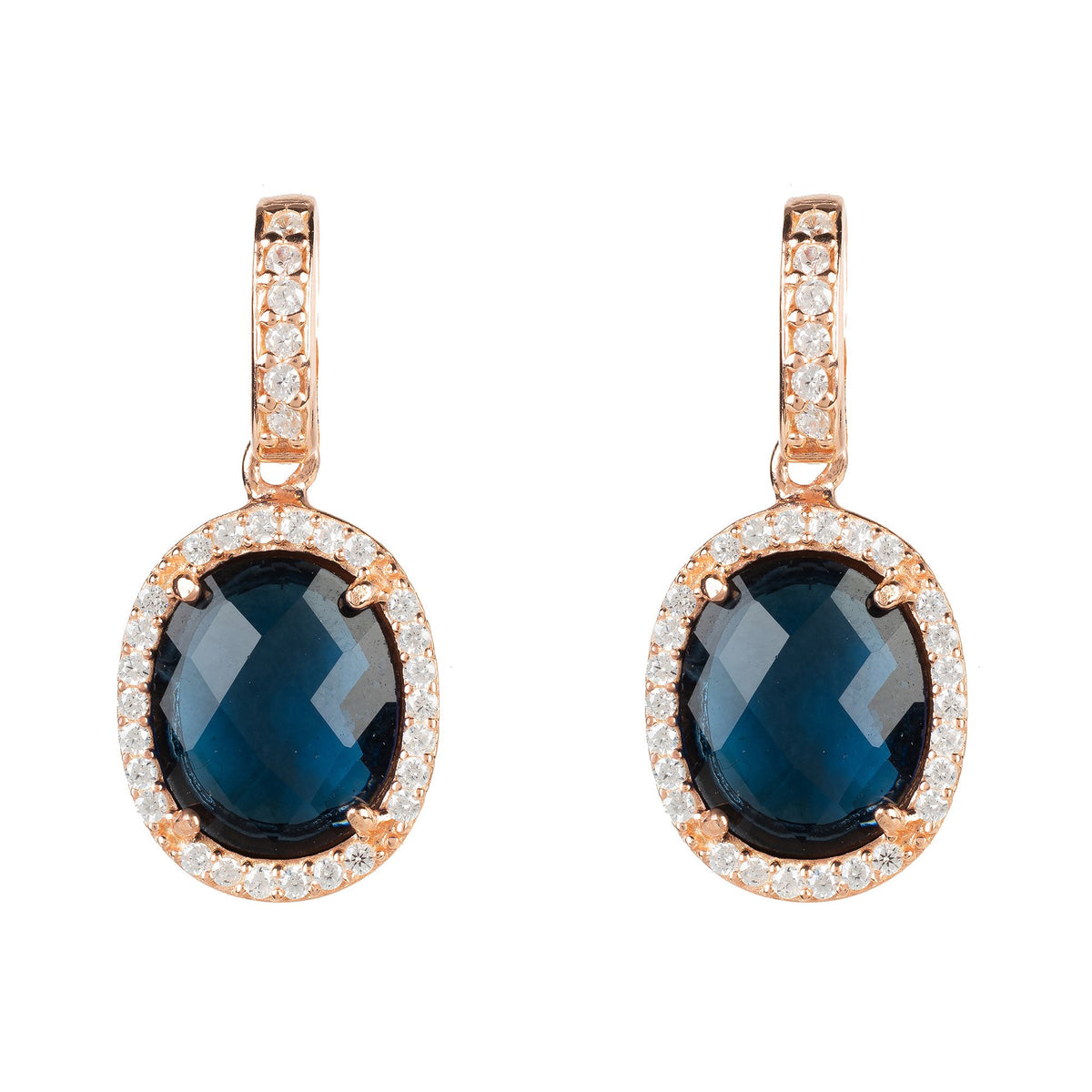 Beatrice Oval Gemstone Drop Earring Rose Gold Sapphire Hydro