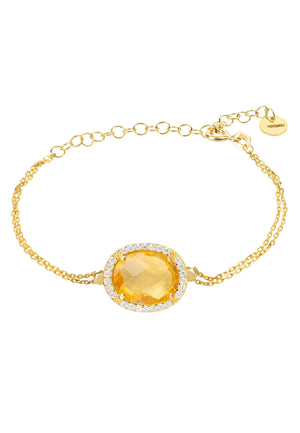 Beatrice Oval Gemstone Bracelet Gold Citrine Hydro