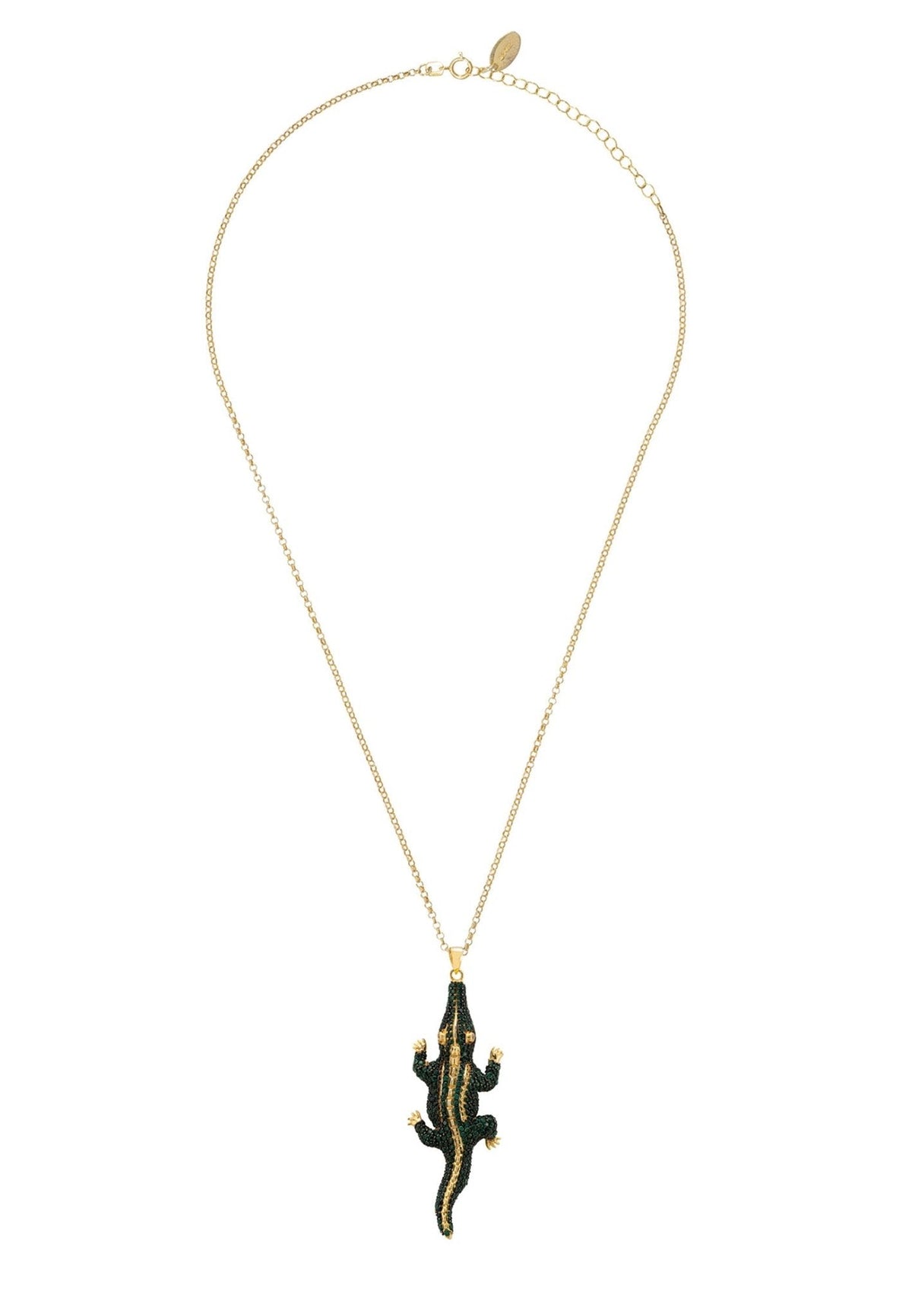 Crocodile Pendant Necklace Gold