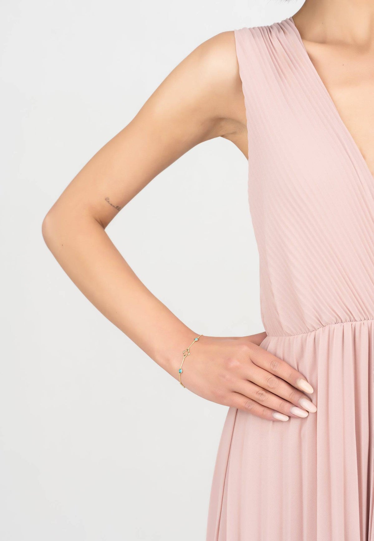 Open Clover Gemstone Bracelet Gold Turquoise