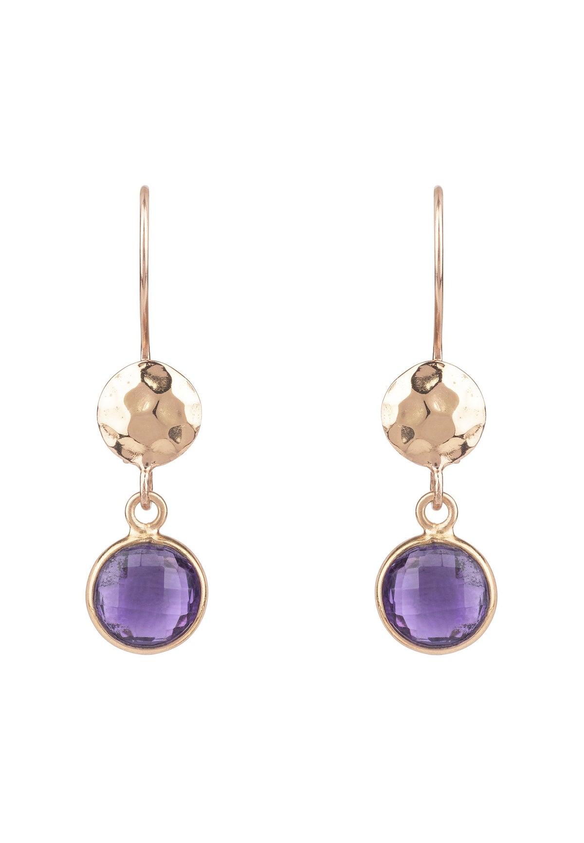 Circle & Hammer Earring Rosegold Amethyst