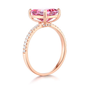 14K Rose Gold Ring 2.8 Ct Pink Topaz 0.16 Ct Natural Diamonds MKR7014