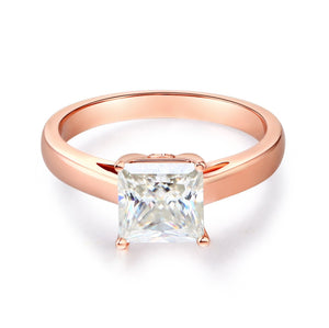 14K Rose Gold 1 Carat Princess Cut Moissanite Diamond Wedding Engagement Ring MKR7044