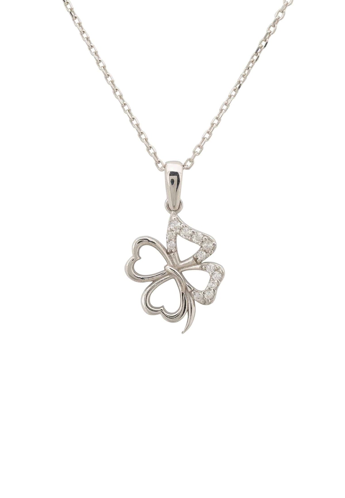 Lucky Shamrock Clover Necklace Silver