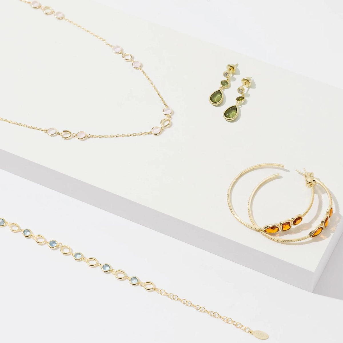 Tuscany Gemstone Drop Earring Gold Rose Quartz