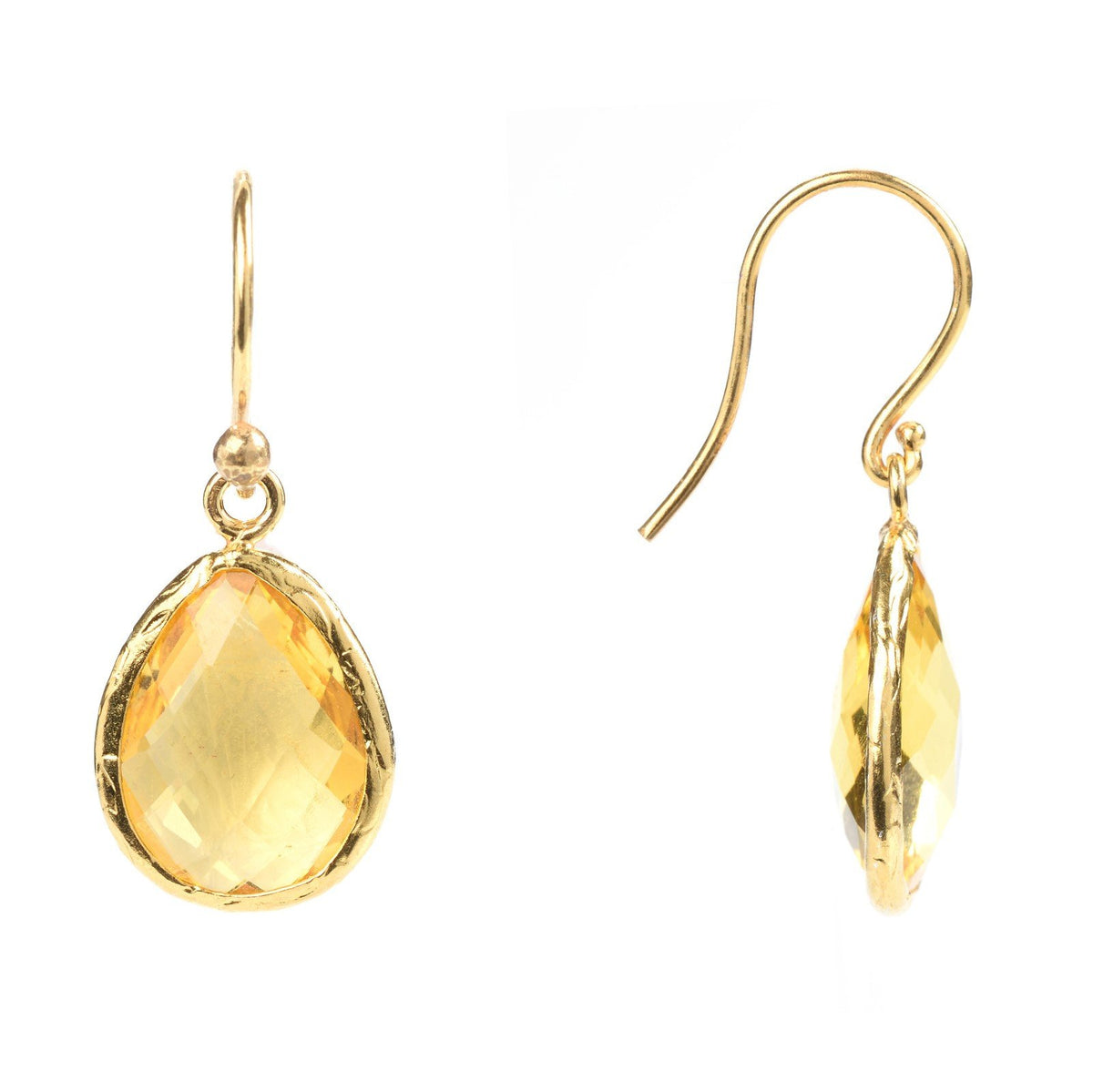 Gold Petite Drop Earring Citrine Hydro