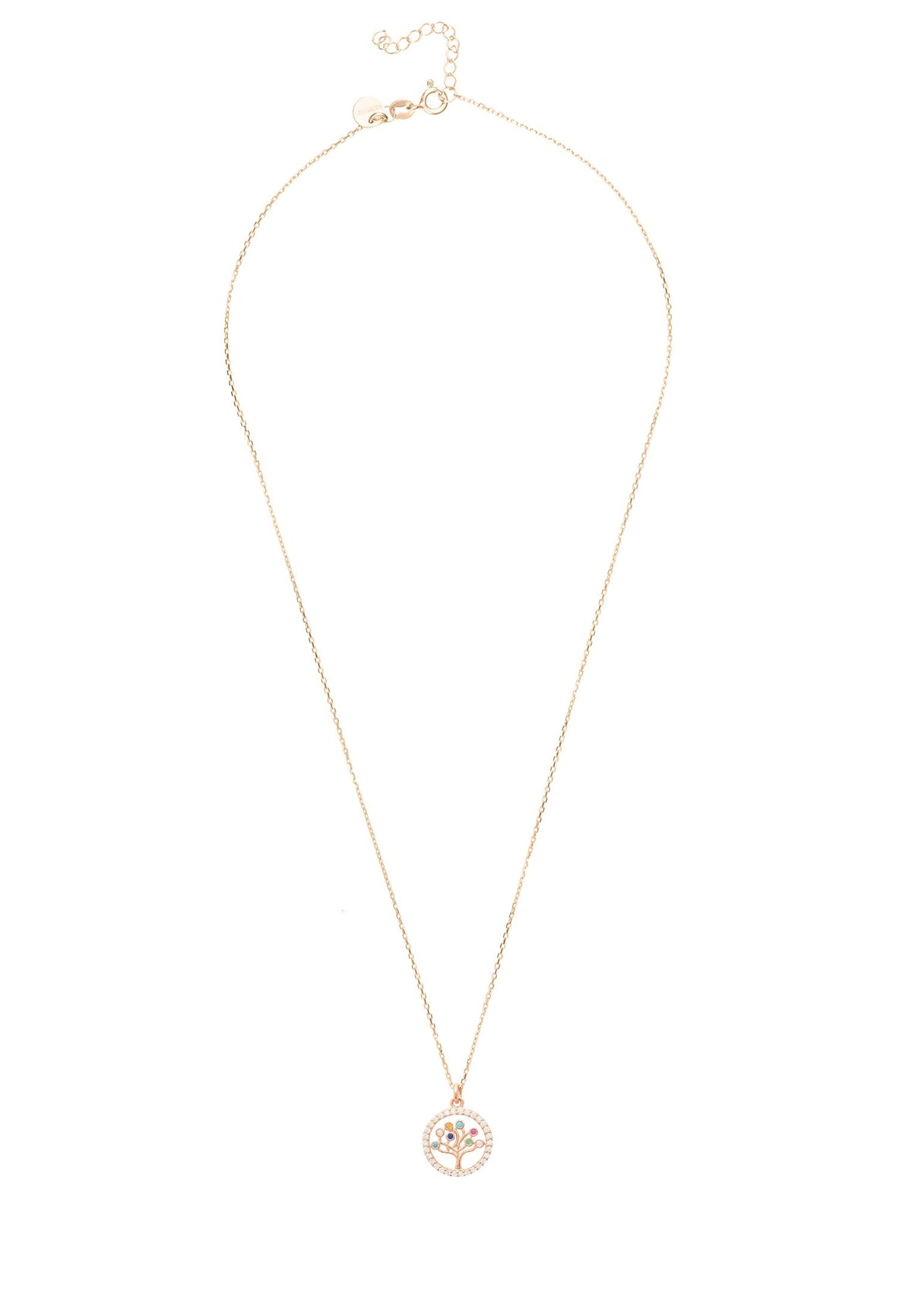 Tree of Life Chakra Pendant Necklace Rosegold