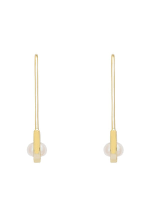 Safety Pin Pearl Earrings Gold