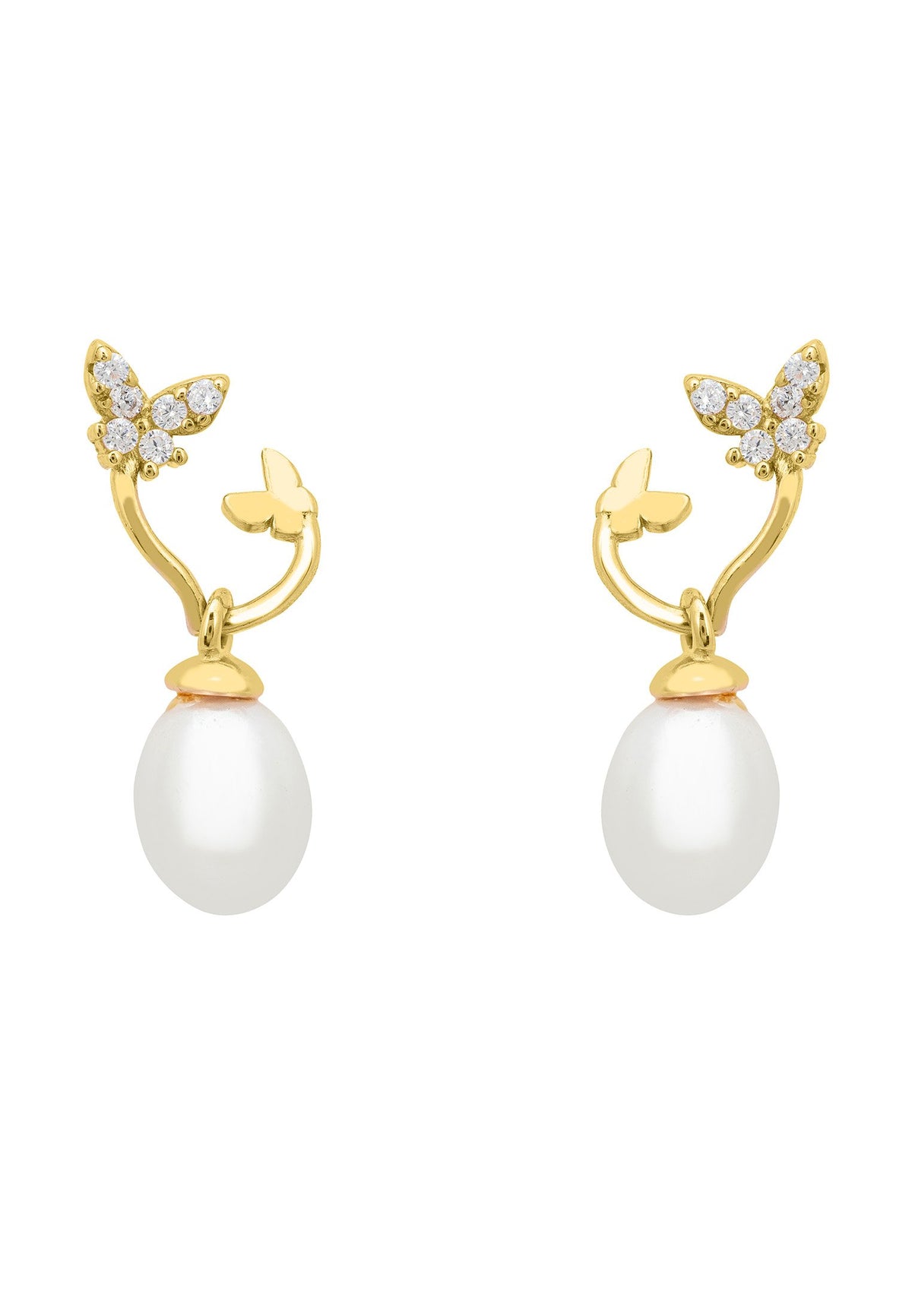 Butterflies Pearl Earring Gold
