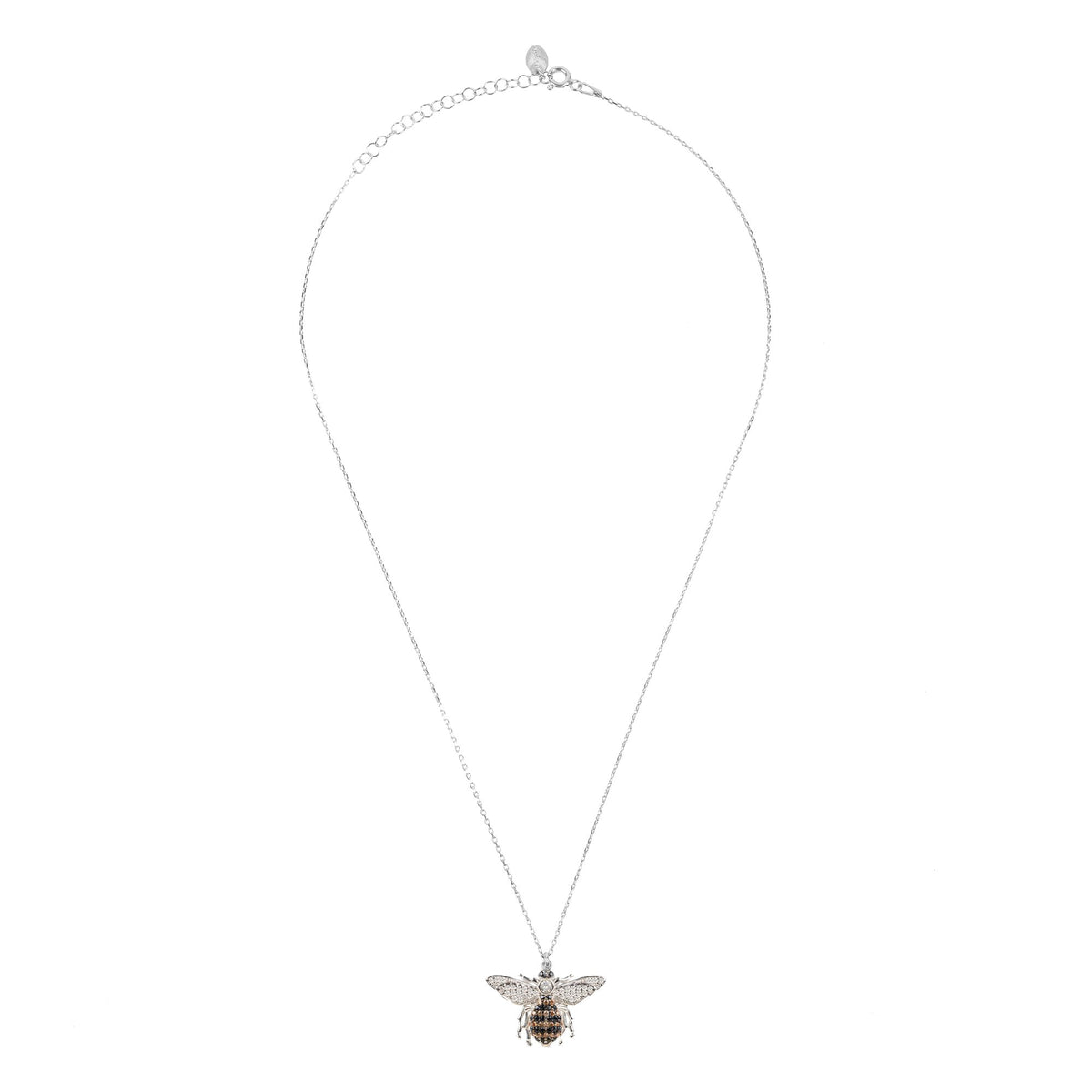 Honey Bee Pendant Necklace Silver