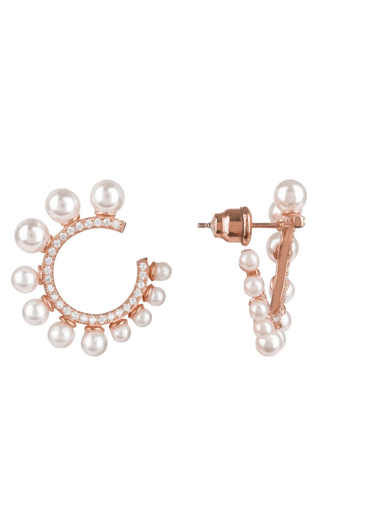 Pearl Sweeping Hoop Earring Rosegold