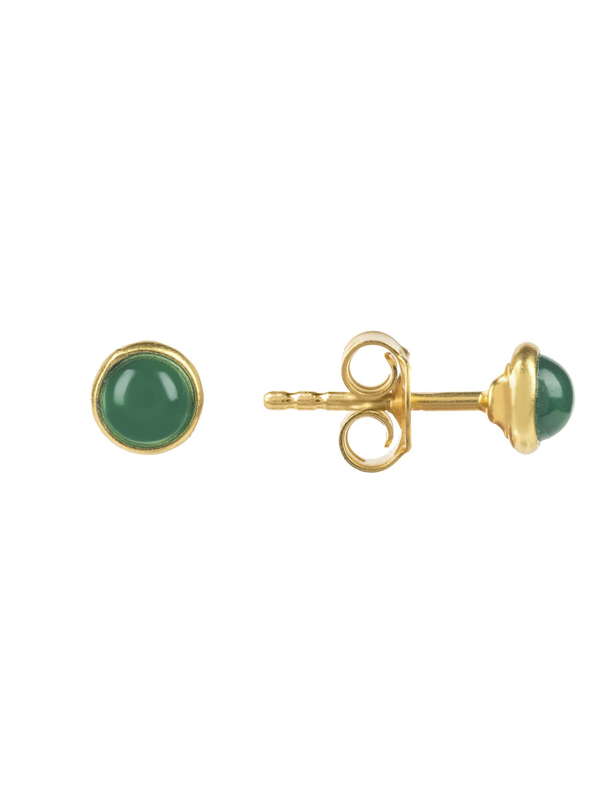 Petite Stud Earring Gold Green Onyx
