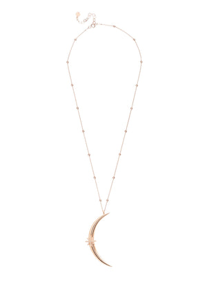 Moon Crescent Star Necklace Beaded Chain Rosegold