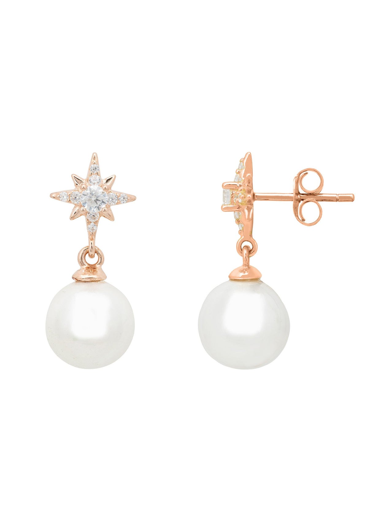 Polaris North Star Pearl Earring Rosegold
