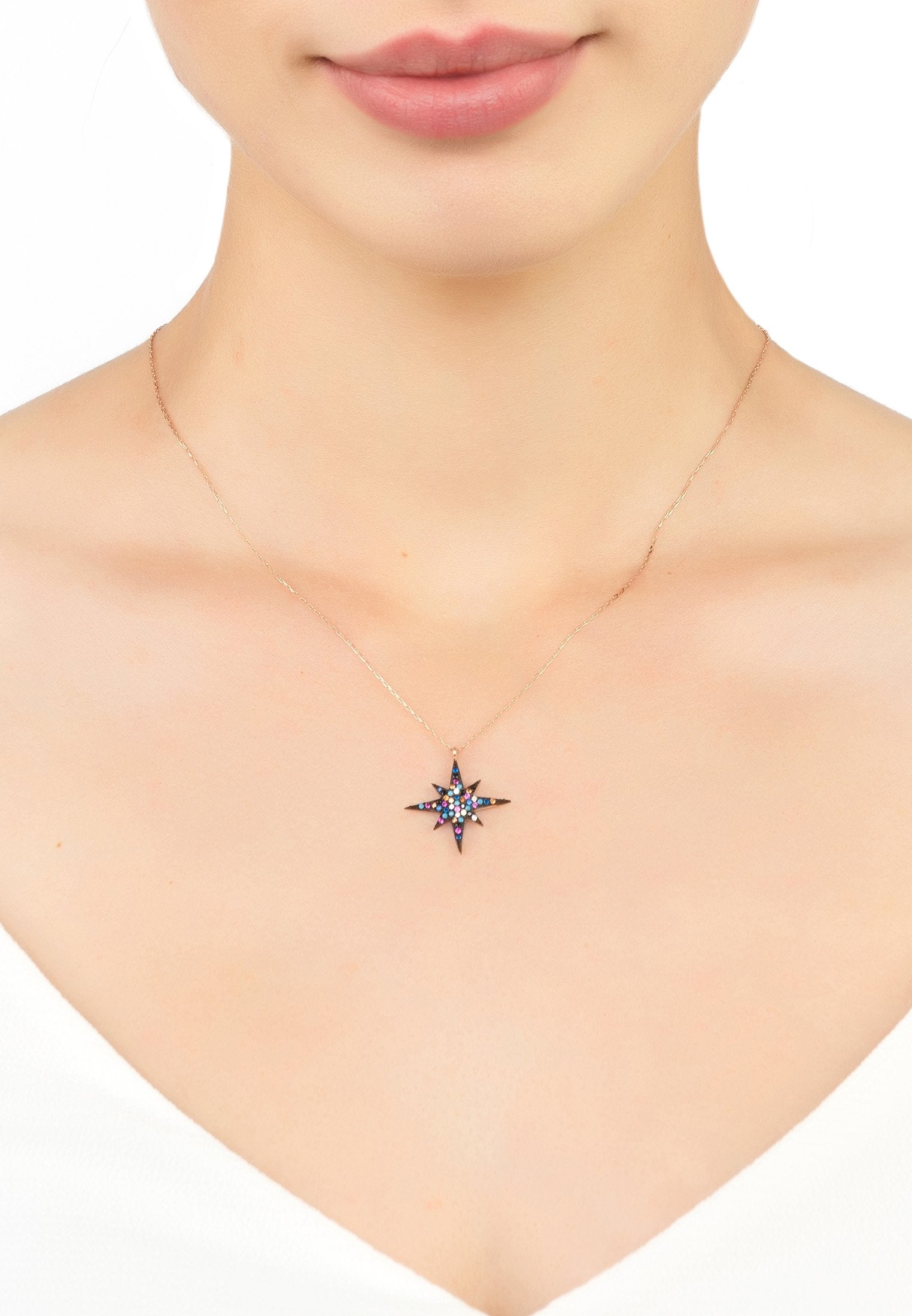 Starburst Multicoloured Necklace Rosegold