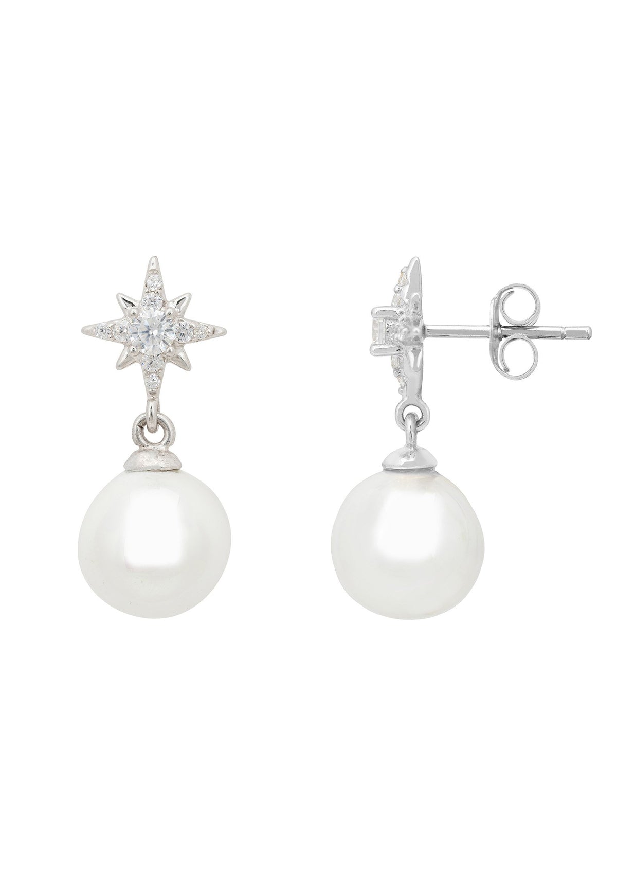 Polaris North Star Pearl Earring Silver