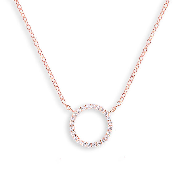 ROSE GOLD CZ MEDIUM CIRCLE OF LIFE NECKLACE 30100268