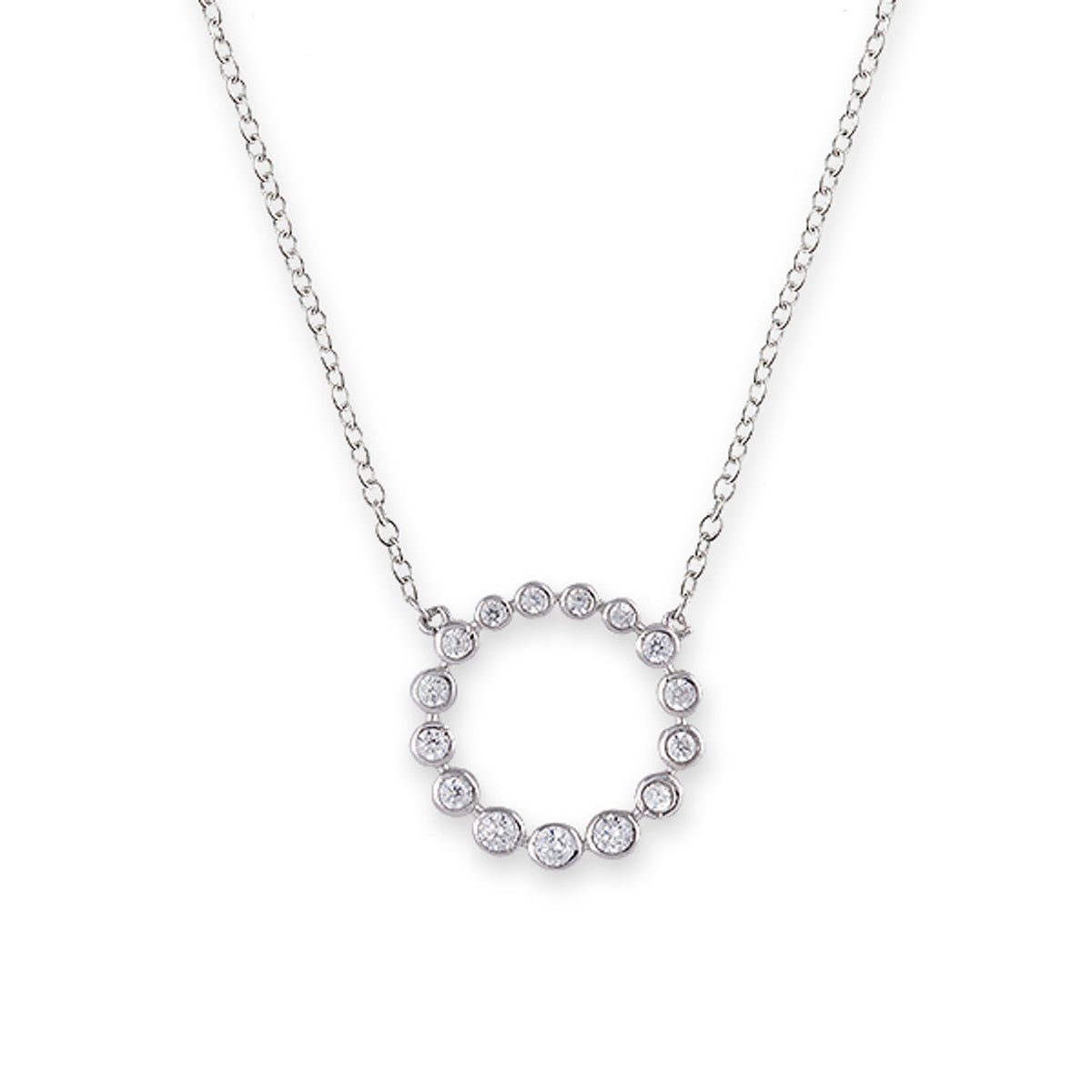 Cubic Zirconia Bezel Circle Necklace 30100410