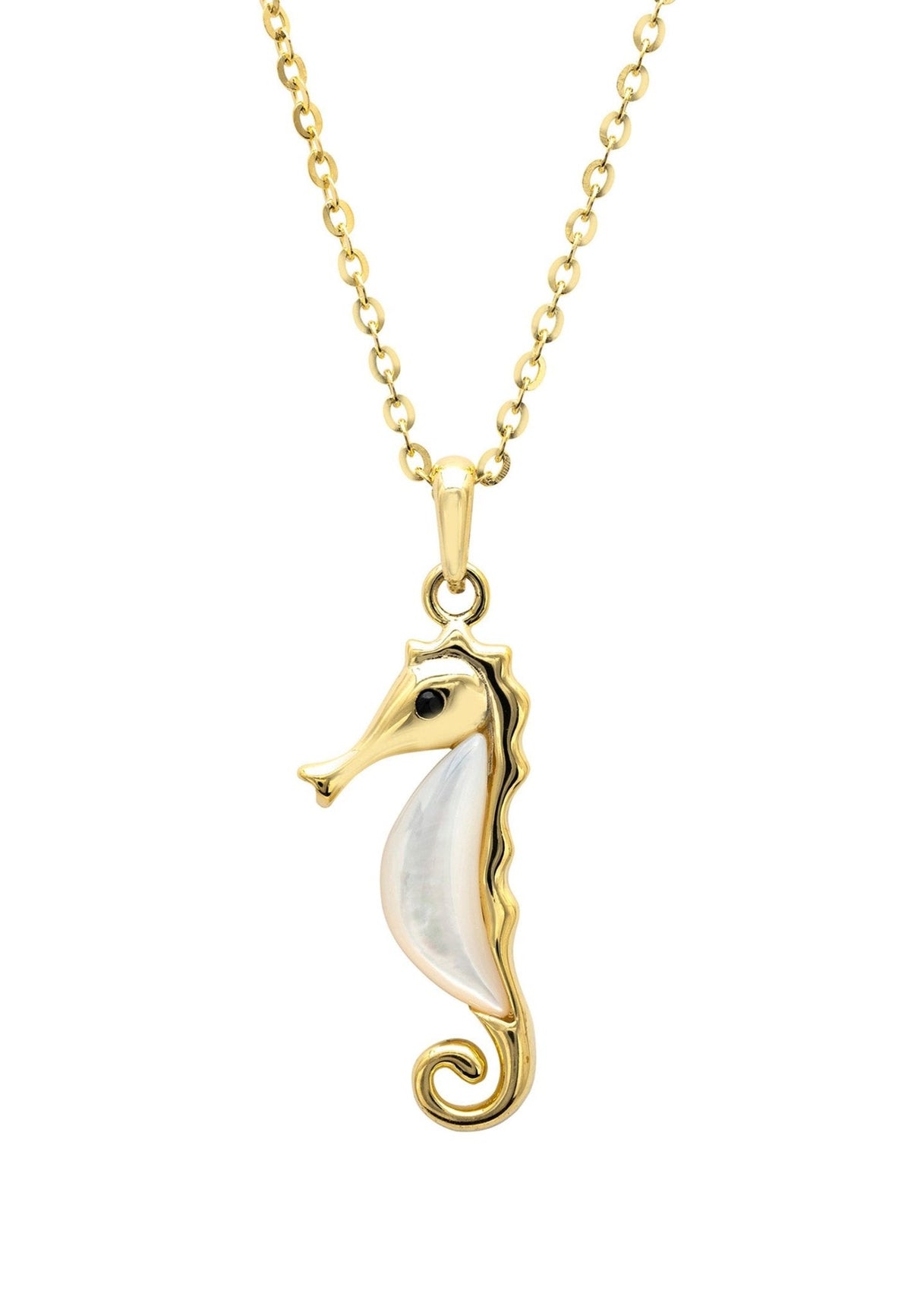 Seahorse Pearl Necklace Gold