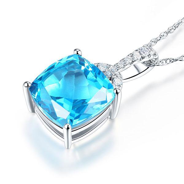 14K White Gold Swiss Blue Topaz Pendant MKN7011SB