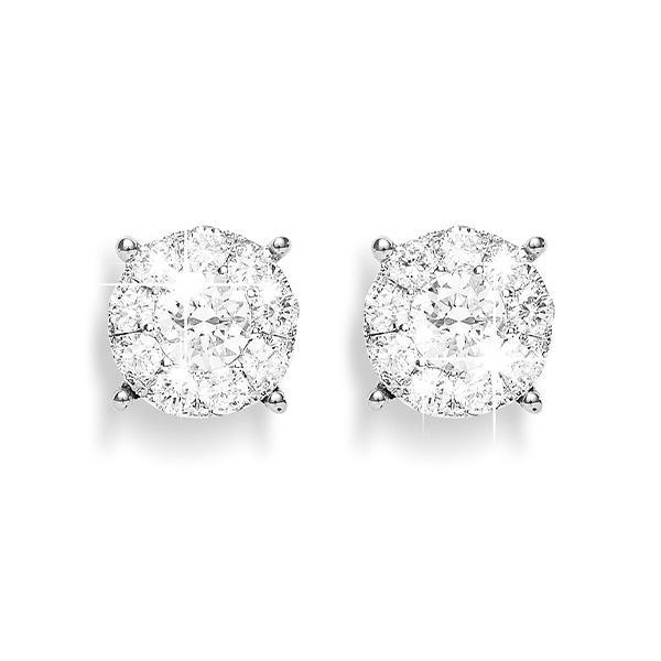 9ct White Gold Diamond Cluster Stud Earrings CH9566