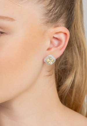 Arianna Lemon Topaz Stud Earrings Silver