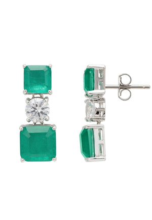 Penelope Drop Earrings Colombian Emerald Silver