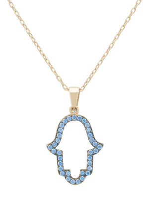 Open Hamsa Turquoise Necklace Gold
