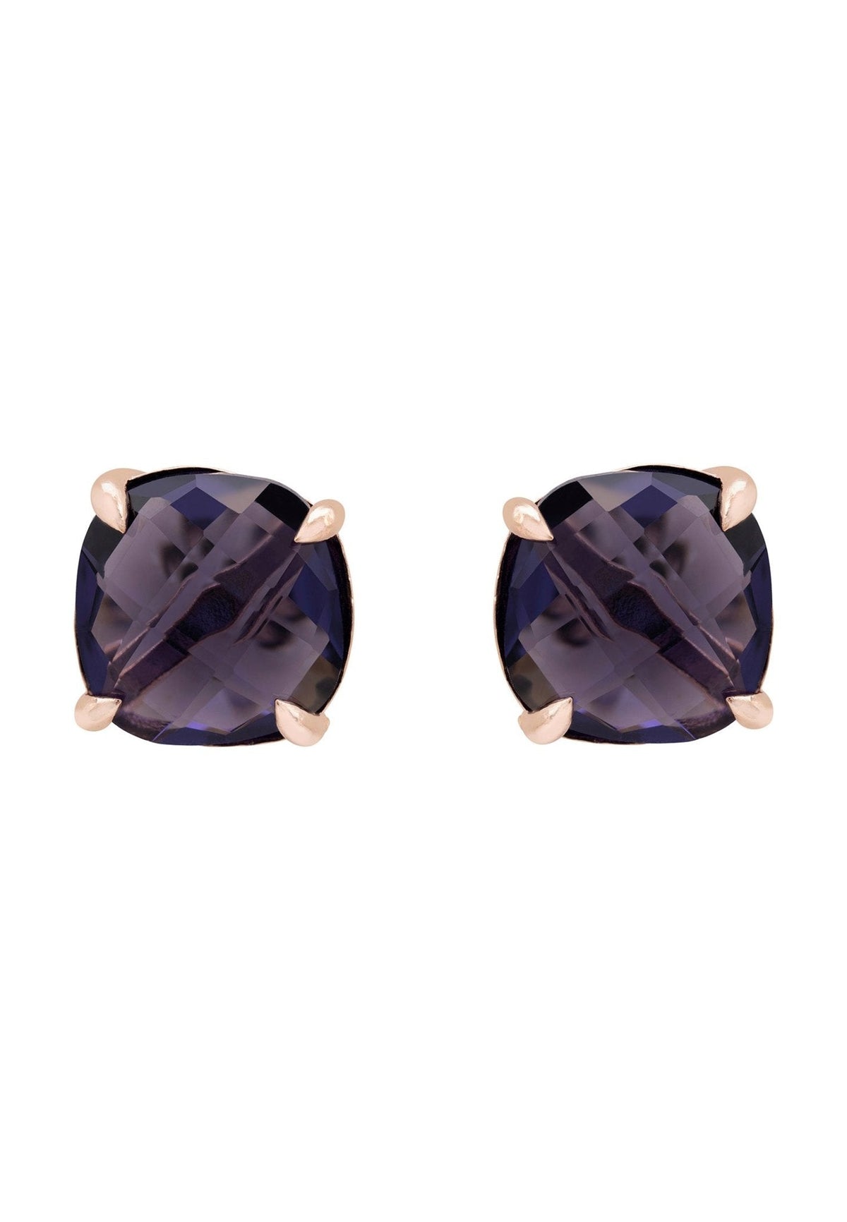 Empress Gemstone Stud Earrings Rosegold Amethyst