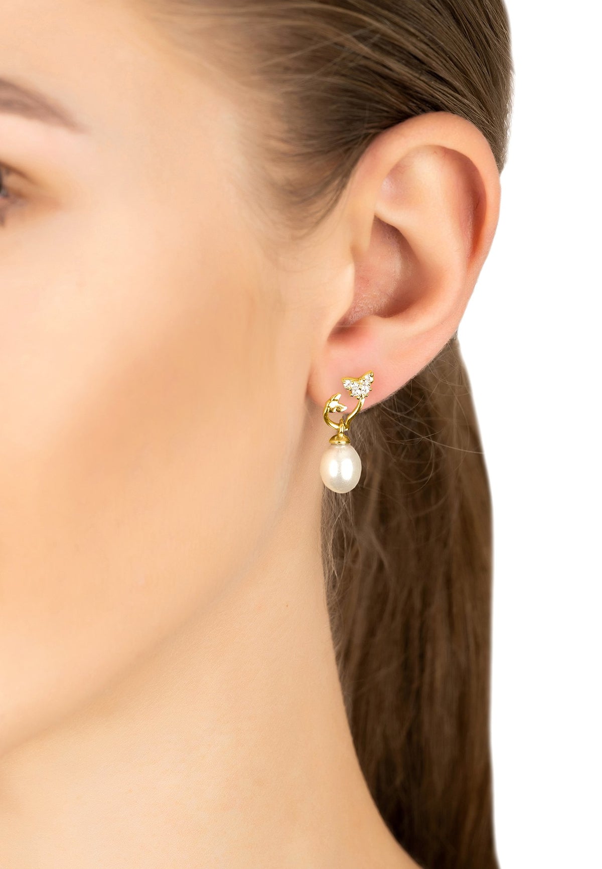Butterflies Pearl Earring Gold