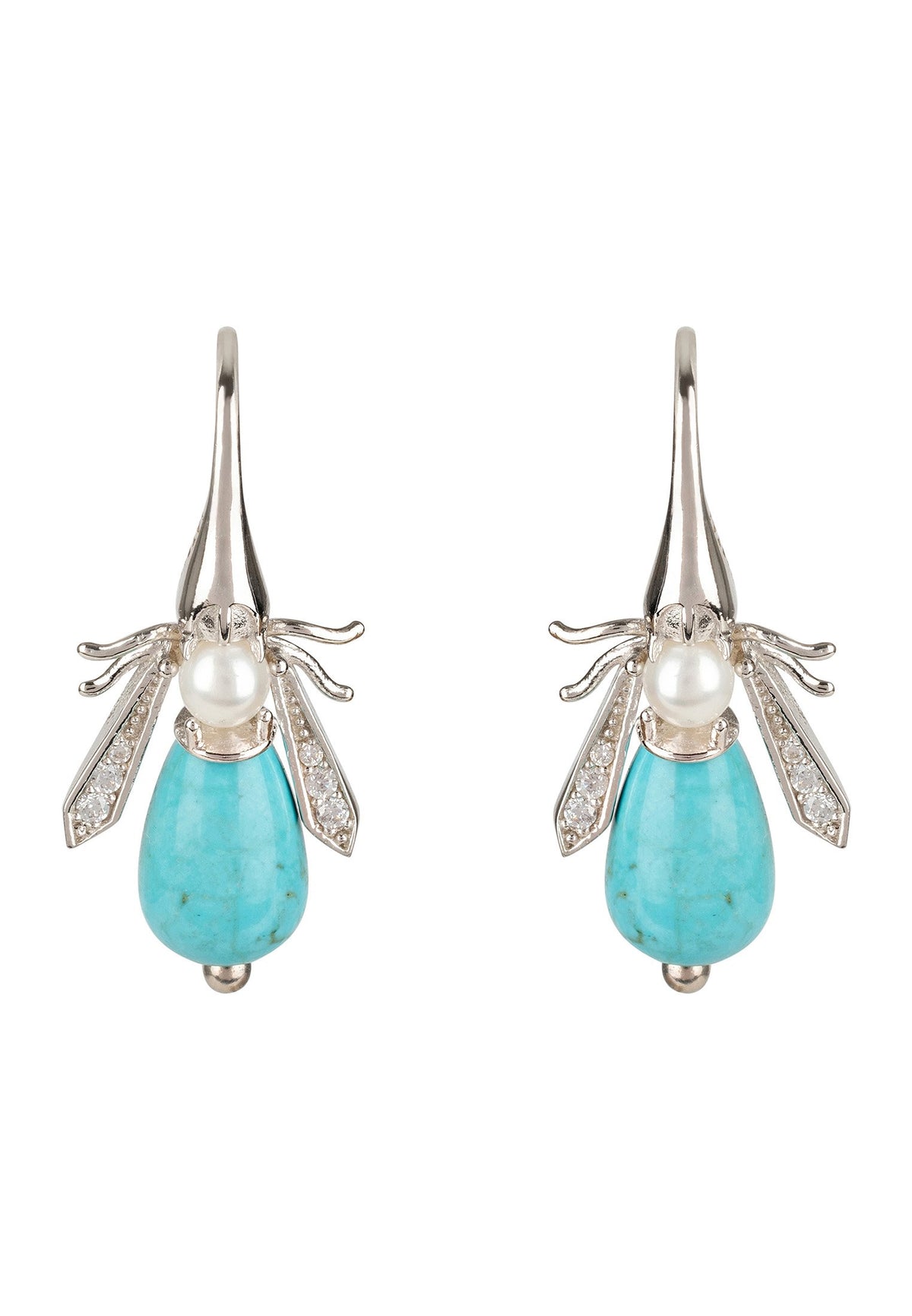 Turquoise Honey Bee Earrings Silver