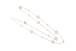 Open Clover Long Necklace Rosegold