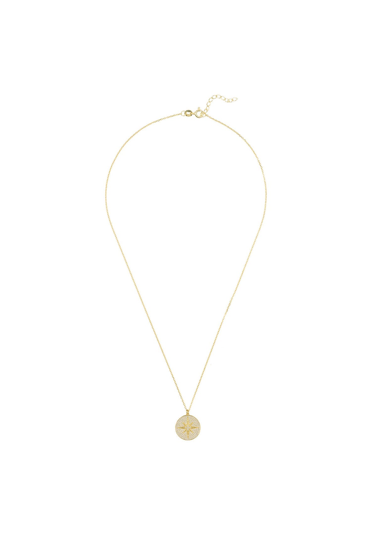 Starburst Disc Pendant Necklace Gold