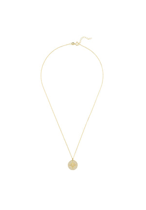 Starburst Disc Pendant Necklace Gold