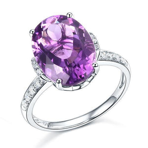 14K White Gold 5.75 Ct Oval Purple Amethyst 0.22 Ct Natural Diamond MKR7081