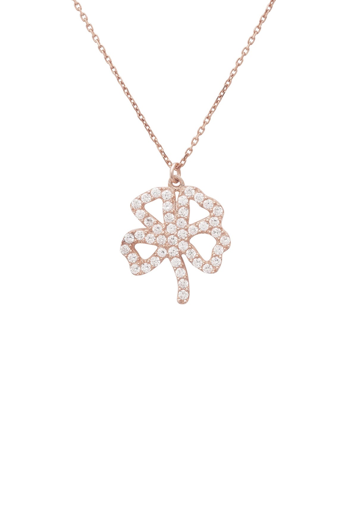 Shamrock Lucky Clover Necklace Rosegold