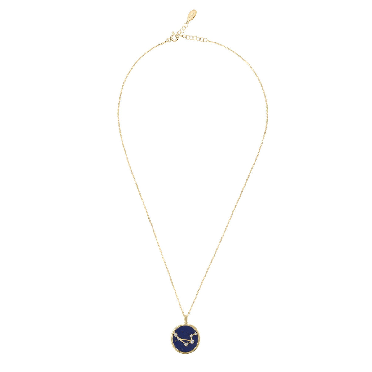 Zodiac Lapis Lazuli Gemstone Star Constellation Pendant Necklace Gold Libra