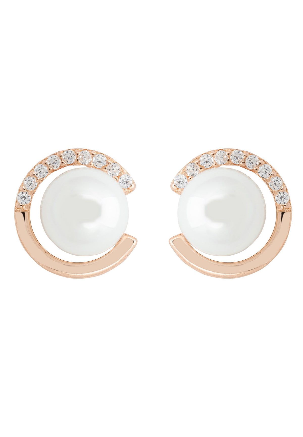 Pearl Halo Stud Earring Rosegold