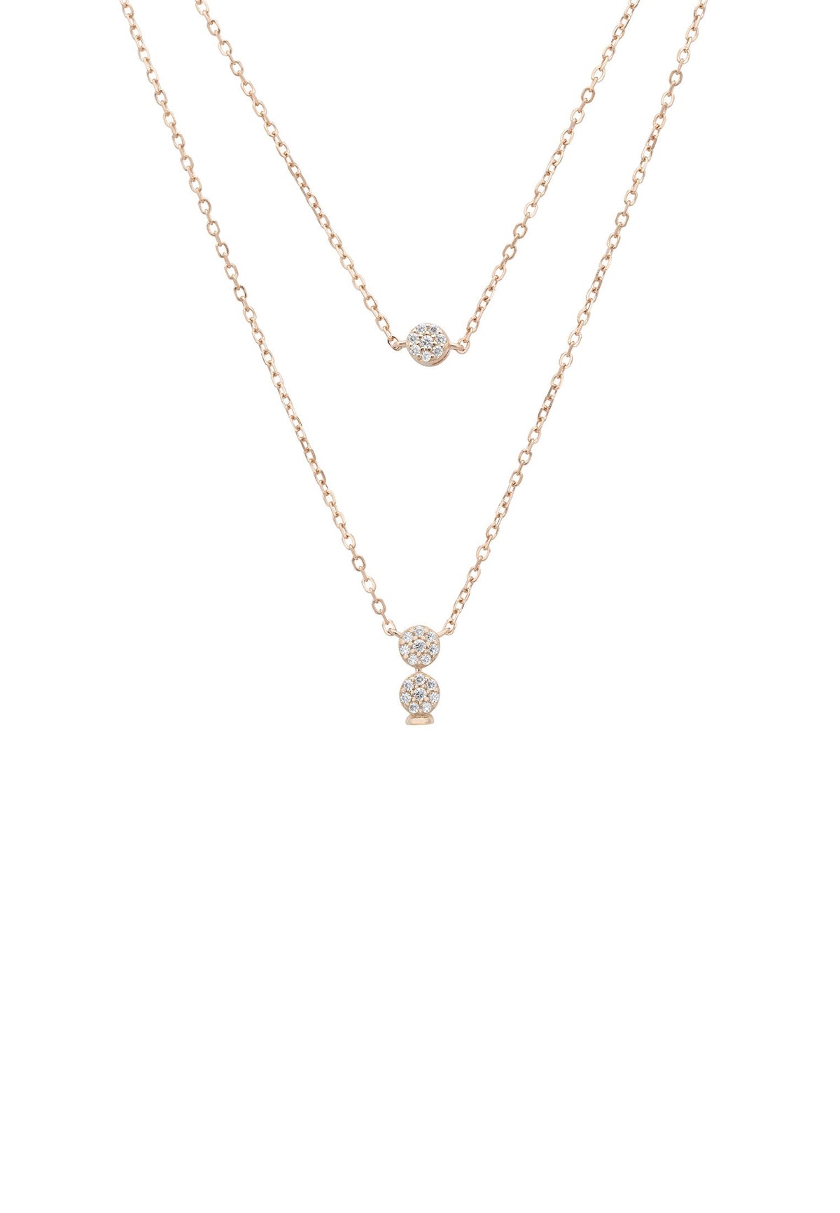 Pearl &amp; Sparkles Layered Necklace Rosegold