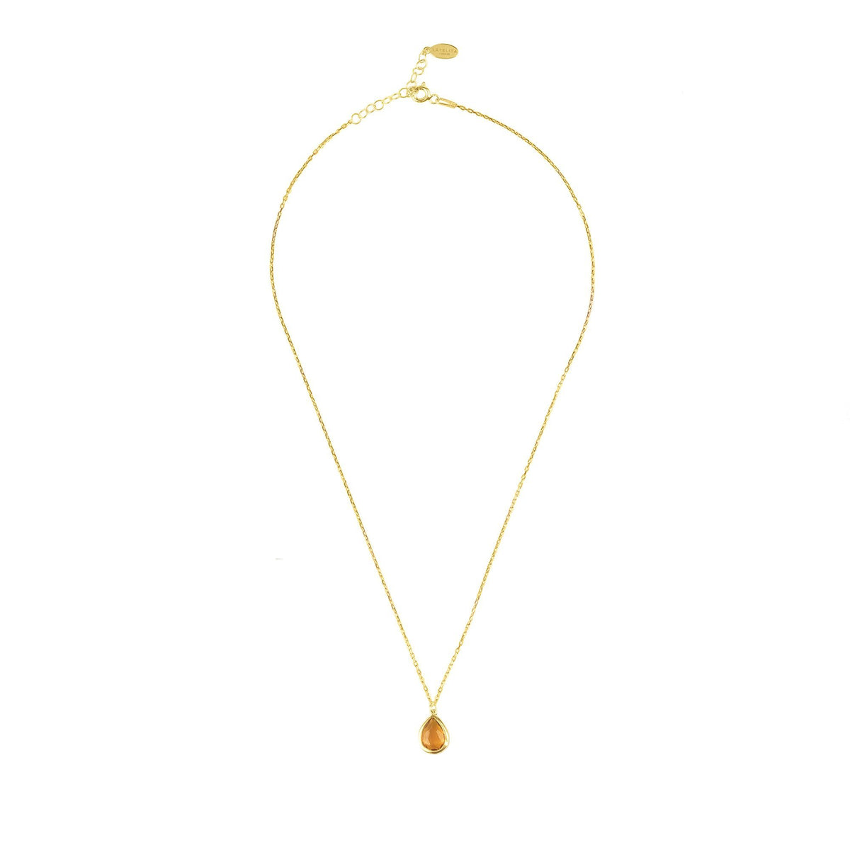 Pisa Mini Teardrop Necklace Gold Citrine