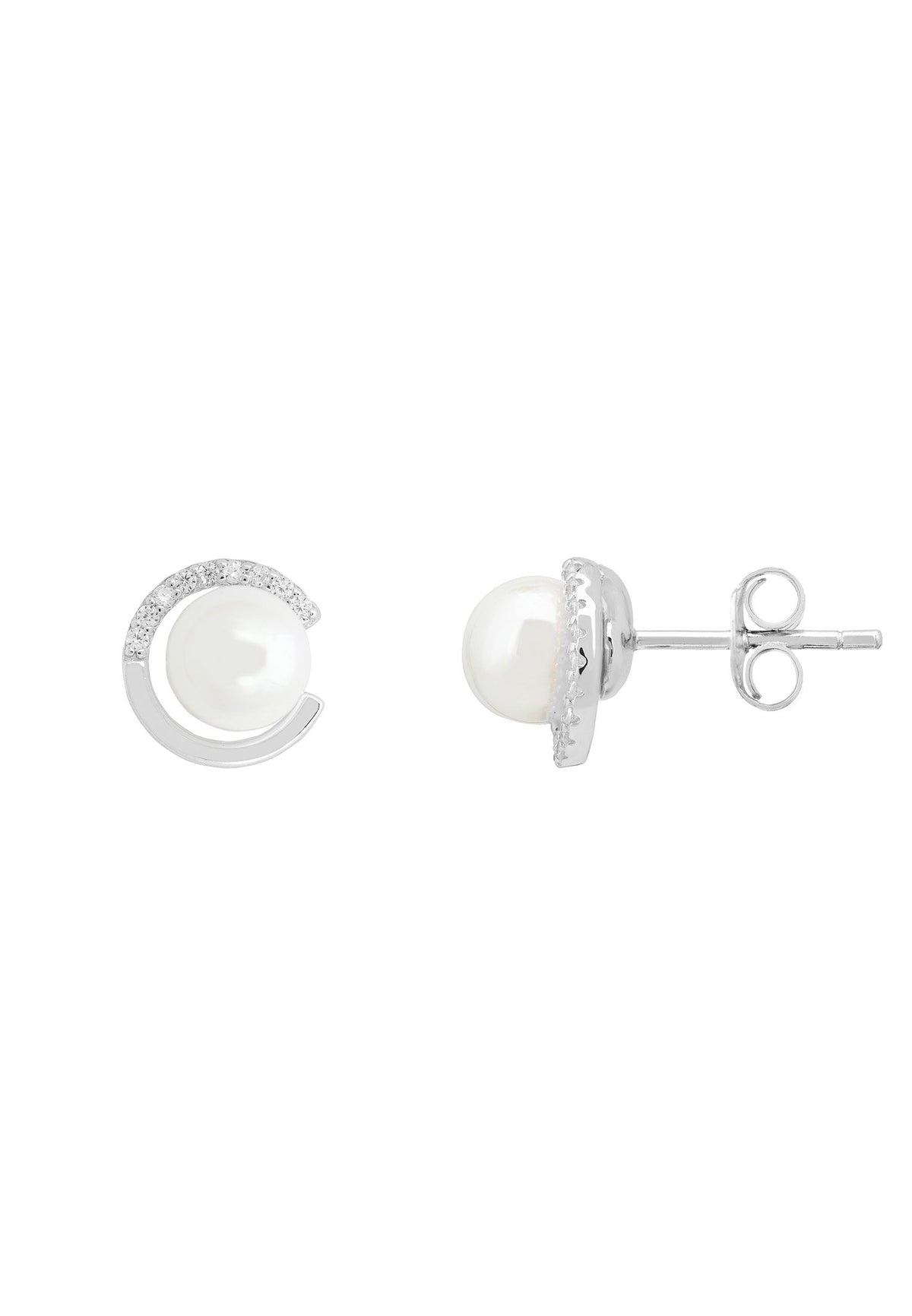 Pearl Halo Stud Earring Silver